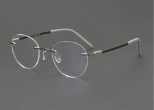 Retro Oval Rimless Pure Titanium Ultralight Reading Glasses Frame Men Women 48MM