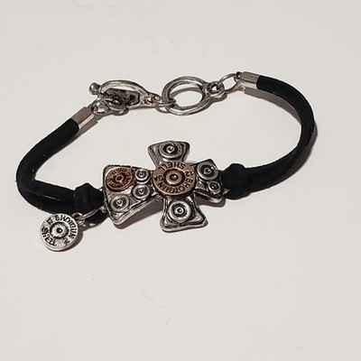 Womens Shotgun Shell Bracelet 22 Gauge Cross Black Western Rustic Outlaw Rugged