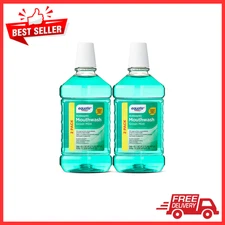 Equate Green Mint Antiseptic Mouthwash, Bad Breath & Plaque Care, 1.5L, 2 Count