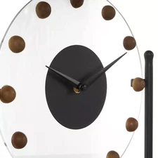 Black Metal Acrylic Face Clock with Wood Ball Accents