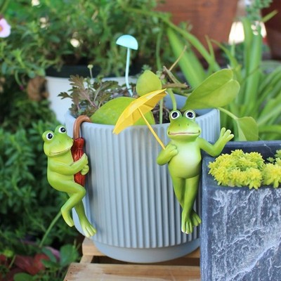 Harz Regenschirm Frosch hängend Pflanzgefäß Dekor Sukkulenten Garten Ornament