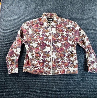 Fresh Prints of Bel-Air  Fresh  Floral Zip Jacket 100% Cotton Women's M