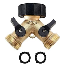 Brass Garden Hose Splitter 2 way Heavy Duty, Brass Hose Y Splitter 2 1 Pack