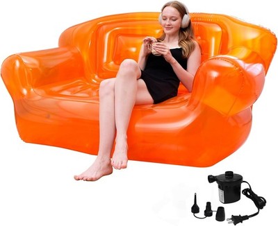 Transparent Inflatable Sofa & Portable Air Couch   Double Person Blow-Up Chair