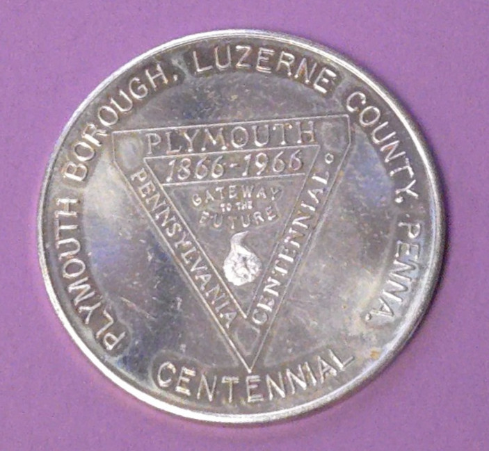 VINTAGE PLYMOUTH PA - CENTENNIAL 1866 - 1966 - SOUVENIR TOKEN
