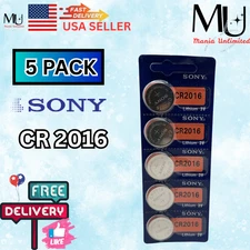 5 Pack Genuine SONY CR2016 Lithium Battery 3V Expire 2032 ECR2016 BR2016 DL2016