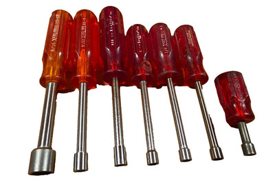 Vintage EXCELITE 8-pc Nut/Screwdrivers,  HS-18, HS-16, HS-9 HS-8 (4), S-8, USA
