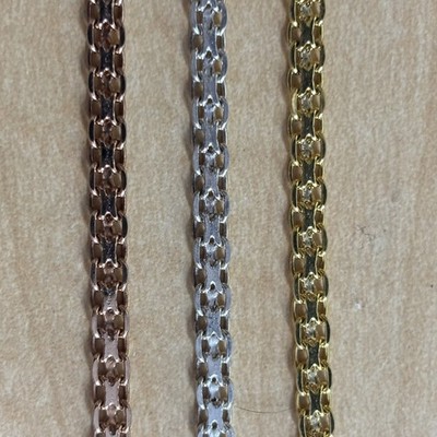 3er Set Sterling Silber 925 Armbänder - Farbe: Gold, Roségold & Silber, 6,75''
