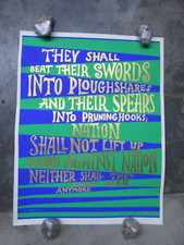 They shall beat their swords black light poster 1970's anti war Peace C2248