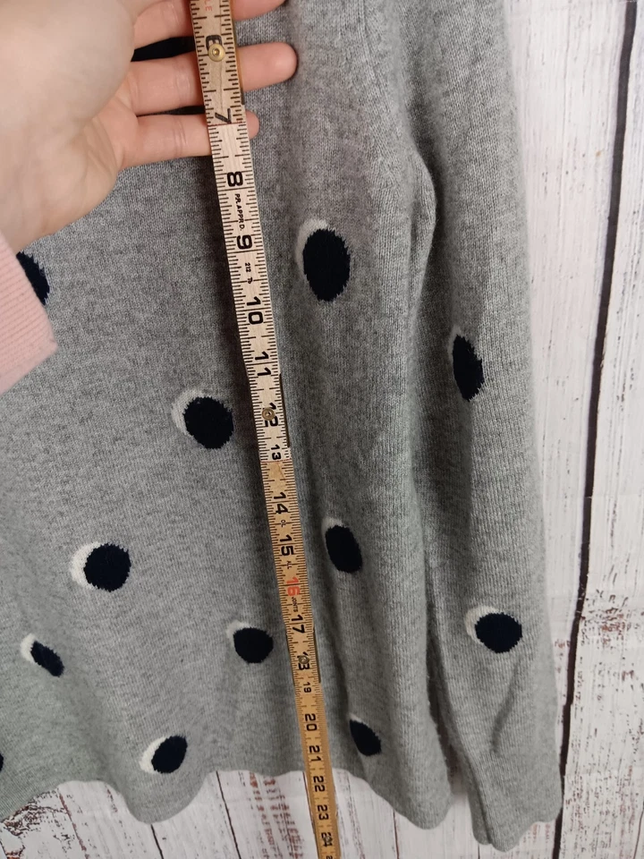 J. Suéter Crew Para Mujer Pequeño Gris Cachemira Lunares Manga Larga Pullover Acogedor Foto 4 de 4