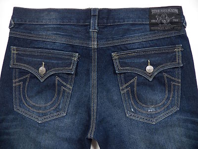 TRUE RELIGION JEANS RICKY SUPER T MENS 40 X 34 JEANS BLUE FADED