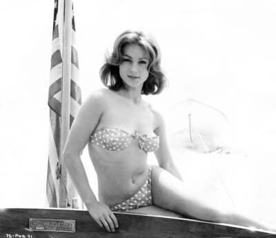 Shirley Anne Field Actress Sitting On Boat 1963 Old Photo