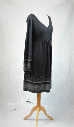 Sheego Black Long sleeve Printed V-neck Dress Size 20 Uk CR110 AA 02 - Picture 3 of 4