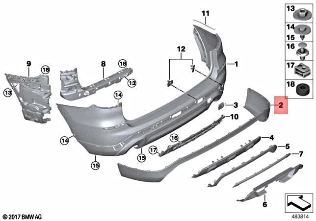 Genuine BMW X3 G01 X3 18d TX11 TX12 TX15 Cladding Bumper Rear 