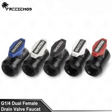 Drain Valve Faucet Dual G1/4" Water Tap Stopper Liquid Stop Valve Adapt Fitting