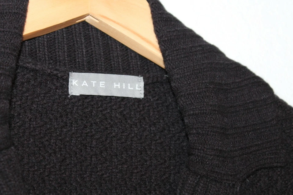 Cárdigan Kate Hill negro, botón y cinturón, talla M - acrílico, lana y angora Foto 3 de 4