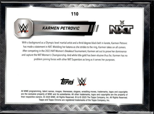 2025 TOPPS CHROME WWE PRISM REFRACTOR #110 KARMEN PETROVIC - Picture 2 of 2