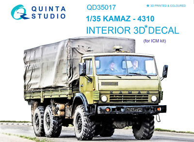 Quinta Studio QD35017, KAMAZ 4310 3D-Printed Interior Decal (for ICM) , 1:35