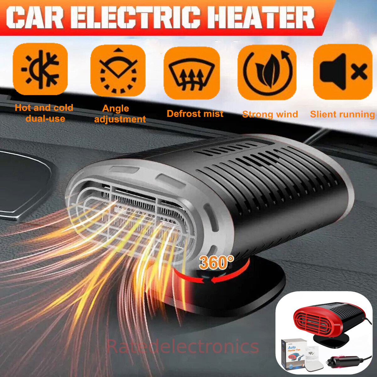 12V/24V Car Auto Portable Electric Cooling Heater Heating Fan Defroster Demister(Red 12V)