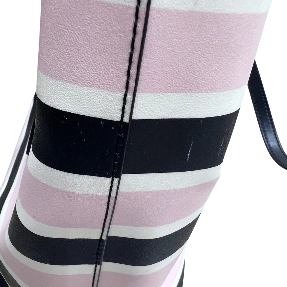 Bolso de Mano Kate Spade Grande con Cremallera Janie Celebración Rosa Negro Rayas Primavera Foto 3 de 4