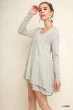 UMGEE Womens Gray Mini Dress Tunic Size S Flare Layered Summer Casual Lagenlook
