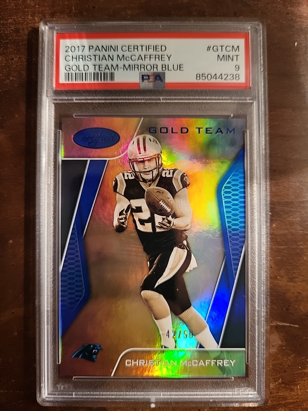 Christian McCaffrey Panini Certified Gold Team #GTCM Mirror Blue