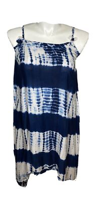 Ace Fashion Tie Strap Tie Dye Dress Blue/White (Size: One Size) | eBay