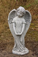 Stehender Engel Figur Aus Steinguss Neu Frostfest Garten Putte Cherub PO-767