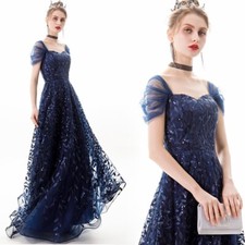 Hot Elegant Evening Dress Long A-Line Princess Gown with Sequins Mesh Party Prom