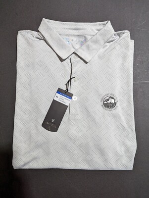 NWT MEN'S ANTIGUA LABYRINTH POLO, SIZE: XL, COLOR: WHITE/SILVER (M5)