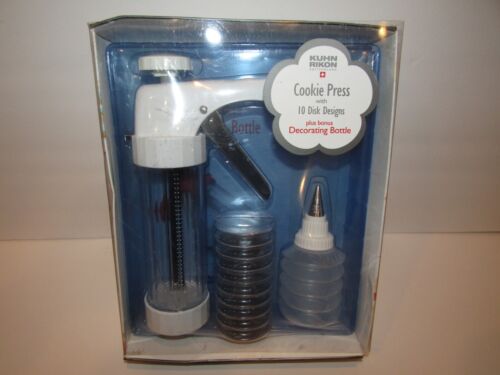 KUHN RIKON Swisszerland Cookie Press 10 DISK Designs WITH Decorating Bottle - Picture 1 of 4