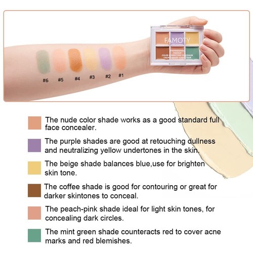 6 Color Correcting Concealer Palette With Concealer Brush Tattoo Concealer Cr... - Picture 4 of 8