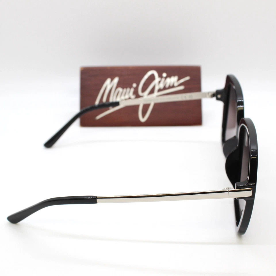 NUEVO Gafas de sol polarizadas Maui Jim POOLSIDE para mujer negras brillantes/grises lentes GS 838-02 Foto 3 de 4