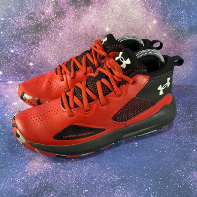Under Armour Boys Lockdown 5 3023533-601 Red Basketball Shoes Sneakers Size 5.5y