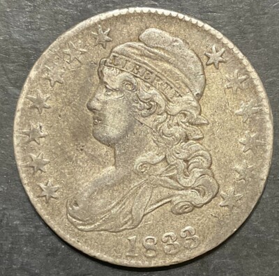 1833 FULL LIBERTY CAPPED BUST HALF DOLLAR 50c Scarce Estate Collection q171