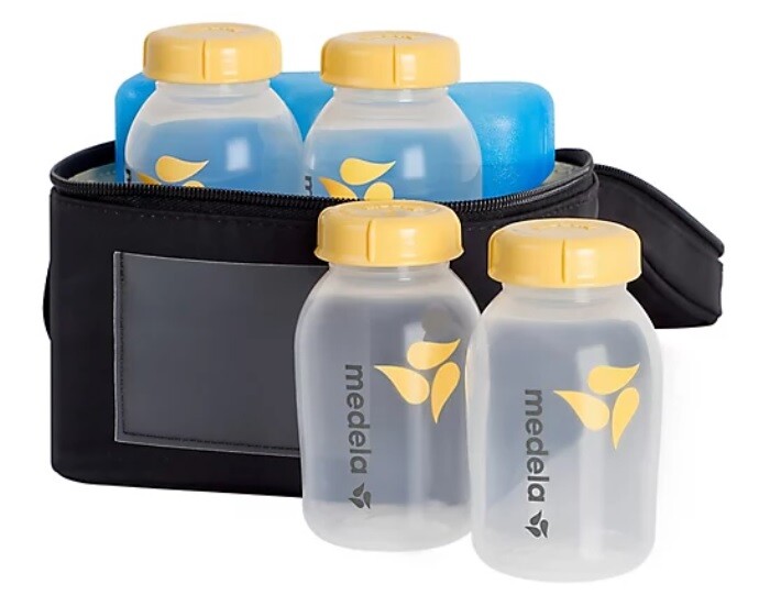 NEW Medela&reg; Breastmilk Cooler Set - BAG, 4 BOTTLES, ICE PACK - FREE SHIPPING
