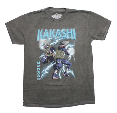 Naruto Shippuden New Adult T-Shirt - Kakashi Lightning Moves Under Blue Name