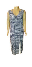 Lane Bryant 6th & Lane Dress 22/24 Sleeveless V-Neck Navy Blue White NEW