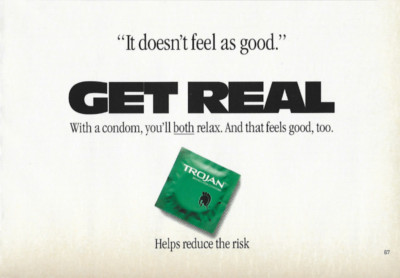 Trojan Condoms Get Real Print Ad, Trojan Green Condom Magazine Ad