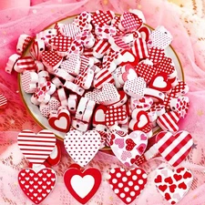 240 Pcs Valentine's Day Wood Heart Beads Conversation Beads Heart Wooden Bead...