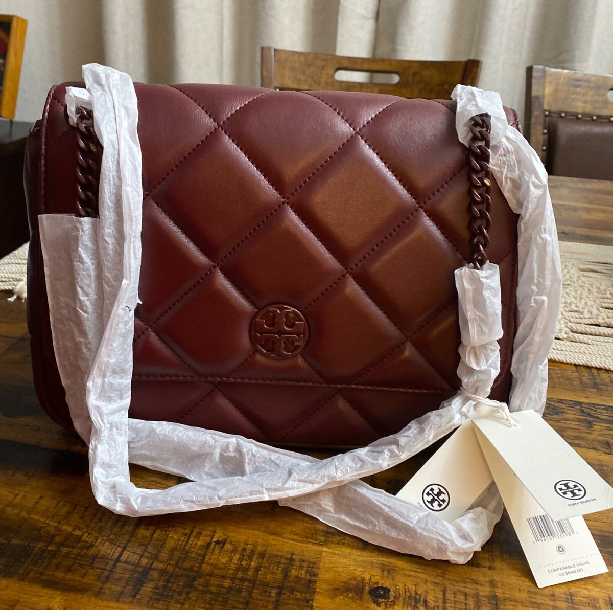 New Tory Burch Willa Quilted Shoulder Bag 139279 Claret/639 New Tory Burch Willa Quilted Shoulder Bag 139279 Claret/639