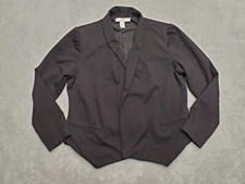 Chicos Jacket Womens Sz 1 US 8 Black Lined Rayon Blend Open Front Blazer