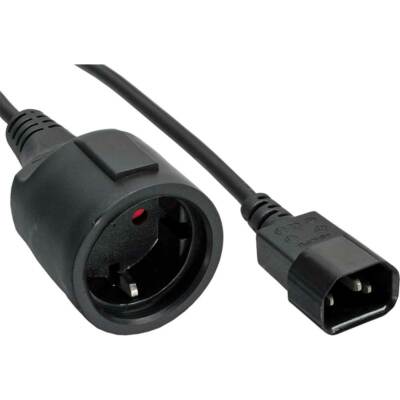 InLine  Netz Adapter Kabel Kaltgeräte C14 zu Schutzkontakt Buchse für USV 1m