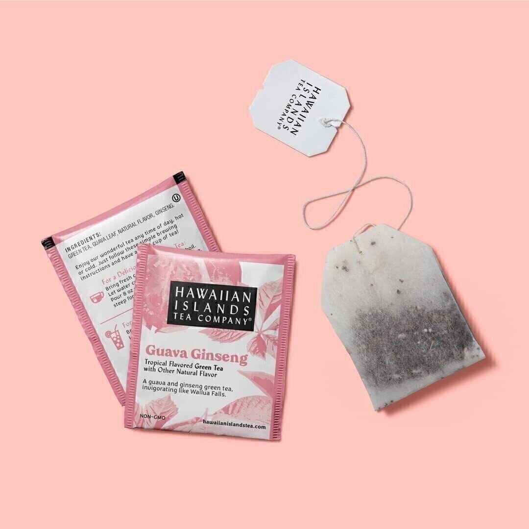 Hawaiian Islands Guava Ginseng Tropical Green Tea, All Natural - 20 Teabags