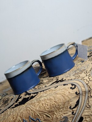 2x neue Scandi Home blaue zweifarbige große Copenhagen Collection Keramiktasse