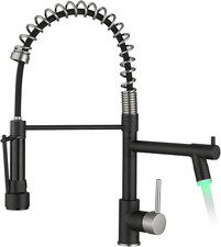 Modern Black Kitchen Faucet with Pull Down Sprayer and LED Light