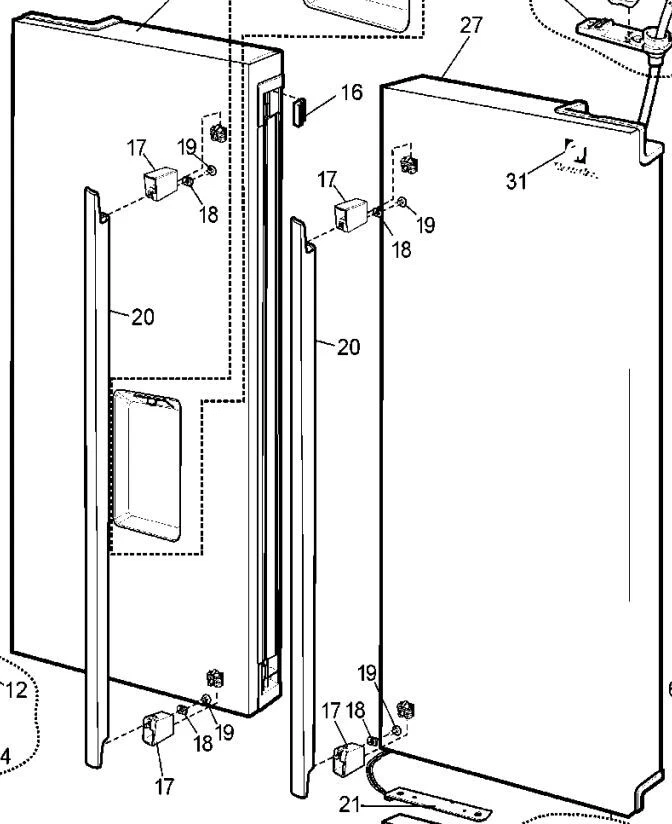 Electrolux EHE/EQE/EBE/EBM/ETE/ETM Westinghouse WHE/FBE/HBE door handle pedestal - image 4 of 4