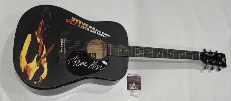 STEVE MILLER SIGNED CUSTOM FLY LIKE AN EAGLE ACOUSTIC GUITAR  JSA COA