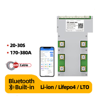 ANT Smart BMS 20S to 30S LiFePO4 Li-ion LTO 170A-380A Bluetooth Build-in