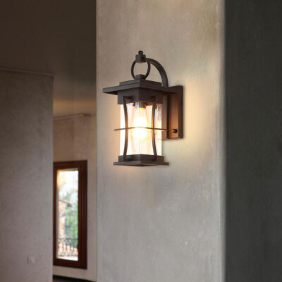 Modern Wall Light Sconce In/Outdoor Lamp Garden Porch Farmhouse Fixture Black